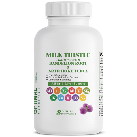 OPTIMAL NUTRITION MILK THISTLE WITH DANDELION ROOT & ARTICHOKE TUDCA - 120 Capsules